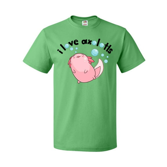 Inktastic I Love Axolotls with Bubbles T-Shirt