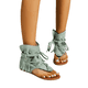 thumbnail image 4 of Sandalias femeninas estilo europeo y americano retro borla plana sandalias con punta hueca de gran tamaño, 4 of 4