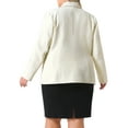 thumbnail image 3 of GRACE & GRANDEUR Women's Plus Size Texture Tweed Blazer Elegant Long Sleeve Work Office Jacket 4X Beige, 3 of 5