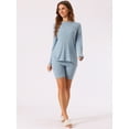 thumbnail image 3 of DARING DIVA Women's 2 Pcs Biker Shorts Lounge Sets Ribbed Knit Outfits Light Blue L, 3 of 6