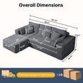 thumbnail image 3 of 102" L-Shaped Modular Sectional Sofa with Chaise and 4 Throw Pillows, 3 Seater Comfy Corduroy Fluffy Couch,Boneless Couch with Deep Seat and 2 Cup Holders for Living Room,Apartment,Office,No Assembly, 3 of 13