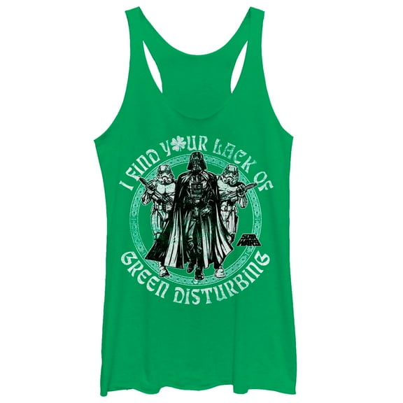 Women's Star Wars St. Patrick's Your Lack of Racerback Tank Top Envy Green Medium