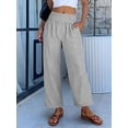thumbnail image 4 of ANRABESS Women Striped Gingham Wide Leg Palazzo Pants Casual Lounge Cropped PJ Bottoms Comfy Cute Plaid Pants with Pockets Black White Stripe Large, 4 of 8