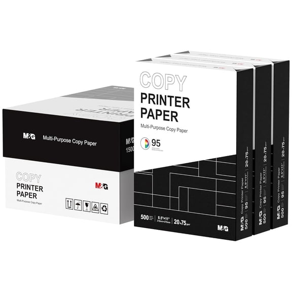 Multipurpose Copy Printer Paper, 8.5 x 11, 20lb, 3 Ream (1500 Sheets), 95 Bright, White