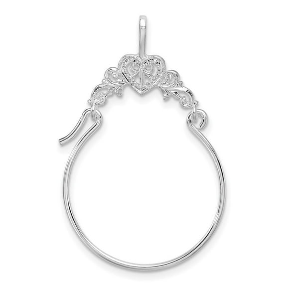 Auriga Fine Jewelry 925 Sterling Silver Heart with Scroll Charm Holder (L - 28.5 mm) for Women