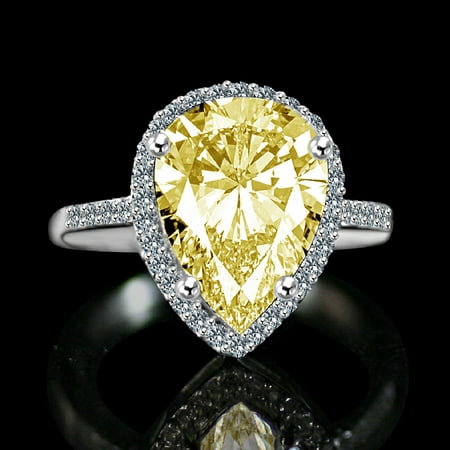Diamond Veneer - 4 ct.Classic pear center settings ring, simulated diamond