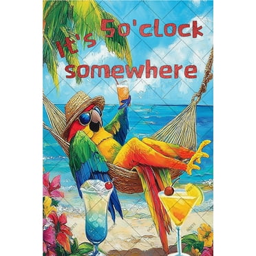 Noete It's 5 O'clock Somewhere Sign Retro Vintage Tin Metal Wall Art Poster 8x12 Inch, Durable Tinplate Decor for Home, Bar, Restaurant & Man Cave