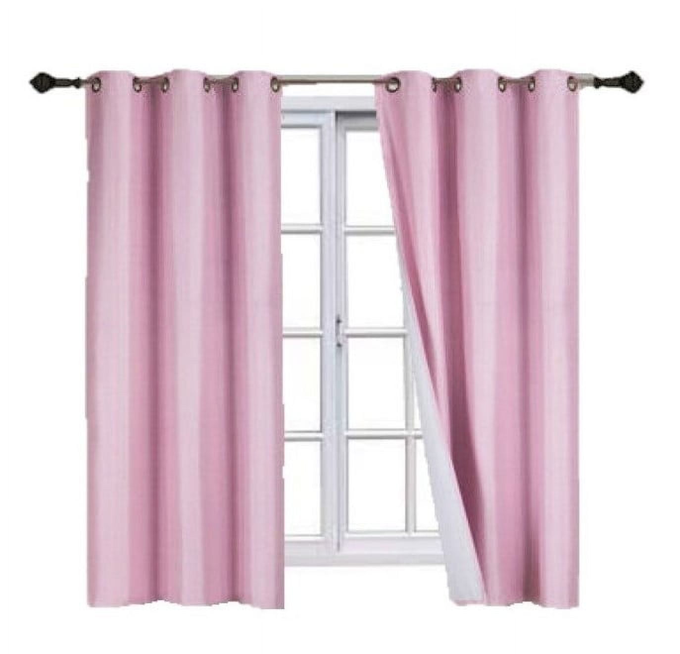 Full Room Darkening 100% Blackout Curtain set of 2 Panels Pink Color Top Grommets For Bedroom, Living Room Home Décor 84 inch Long