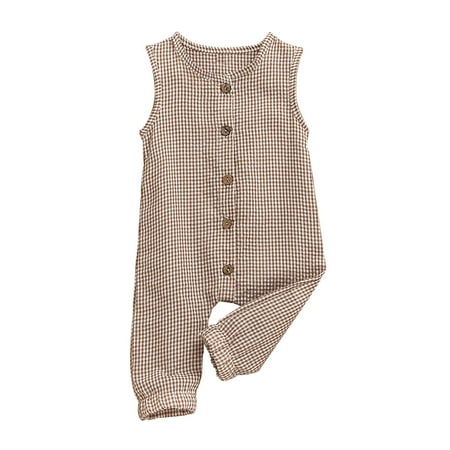 

MANHUJI Girl Baby Clothes Coverall Baby Gilrs Sleeveless Romper Bodysuit Summer Print Lattice Outdoor Cute Fashion Personalized Baby Gifts Baby Girl Clothes Newborn (Khaki 80)