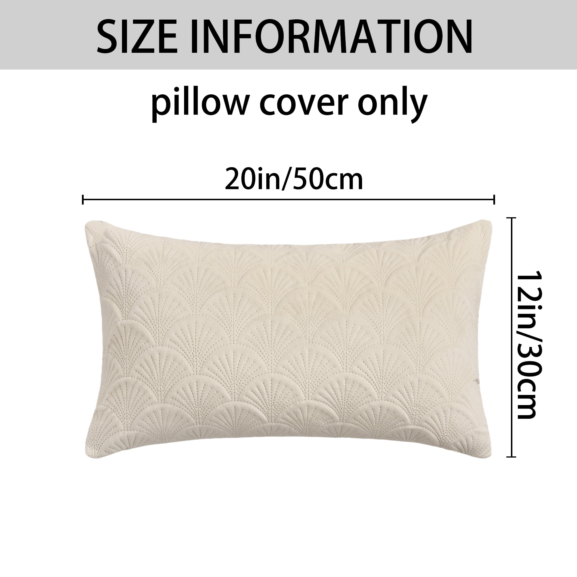 Unique Bargains Pack of 2 Velvet Solid Throw Pillow Covers 20" x 12" Milky White