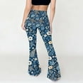 thumbnail image 4 of OGLCCG Women Tight-Fitting Hip Flare Pants Vintage Graphic Print Stretch Bell-Bottom Pant High Waist Long Yoga Palazzo Pants,XXXL,Dark Blue, 4 of 8