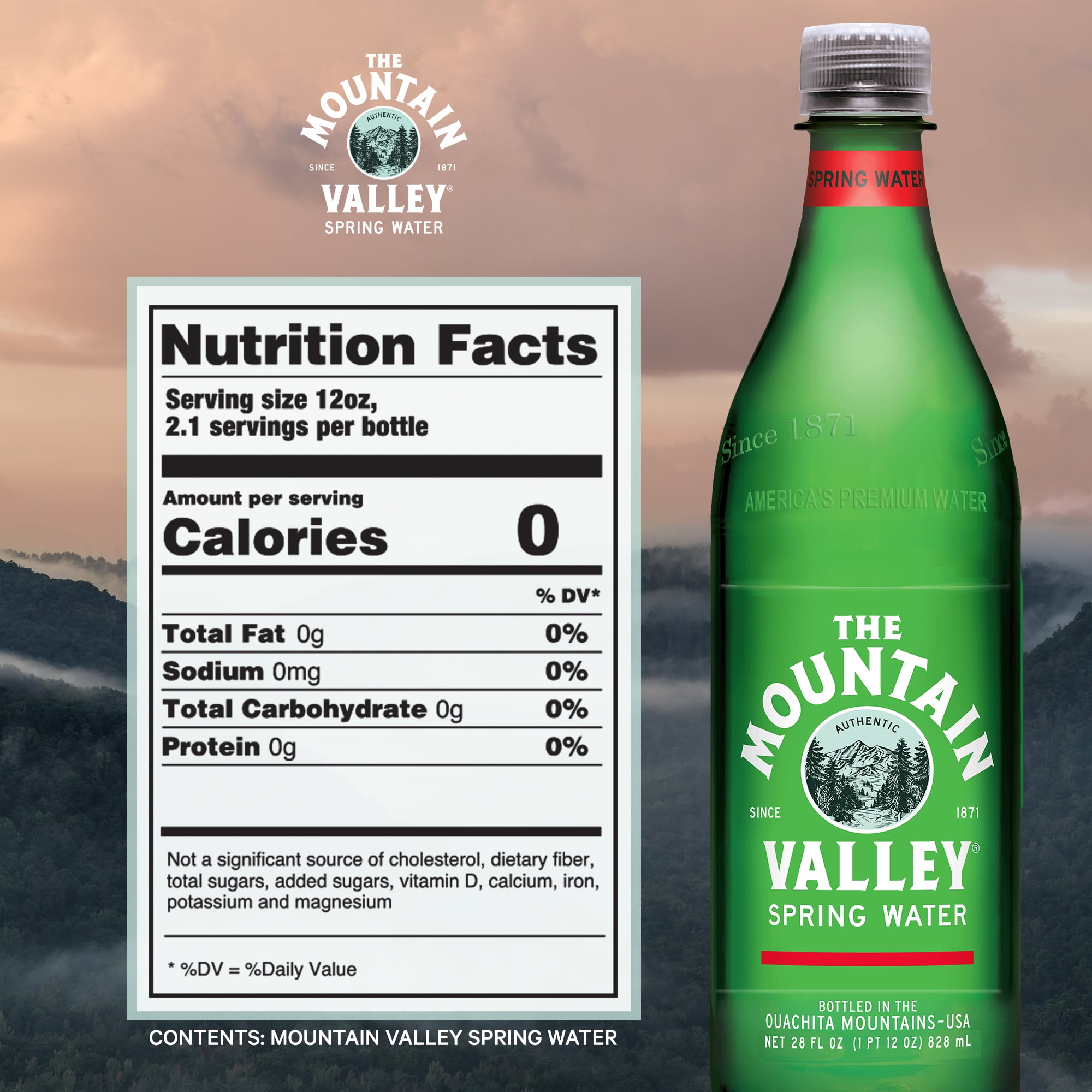Mountain Valley Spring Water, 28 fl oz, Single Plastic Bottle