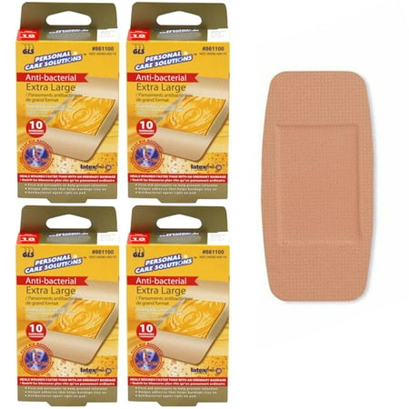40 Ct Extra Large Antibacterial Bandages Heal Wounds Cut Latex Free Adhesive (Best Bandages For Deep Cuts)