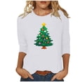thumbnail image 2 of QIPOPIQ Blouses pour Femmes Manches 3/4 Hauts Décontractés pour Femmes Manches 3/4 Chemises Col Rond Imprimé Tendance Blouses Florales Confortables Liquidation, 2 of 6