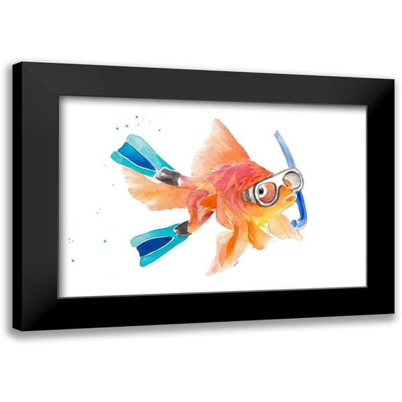 Loreth, Lanie 14x11 Black Modern Framed Museum Art Print Titled - Snorkeling Fish (two flippers)