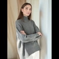 thumbnail image 4 of Suéter de Mujer, Jersey de Punto Grueso de Larga con Dobladillo Alto y Bajo, Jersey Básico de Moda para Otoño e Invierno. Gris Talla Única, 4 of 8