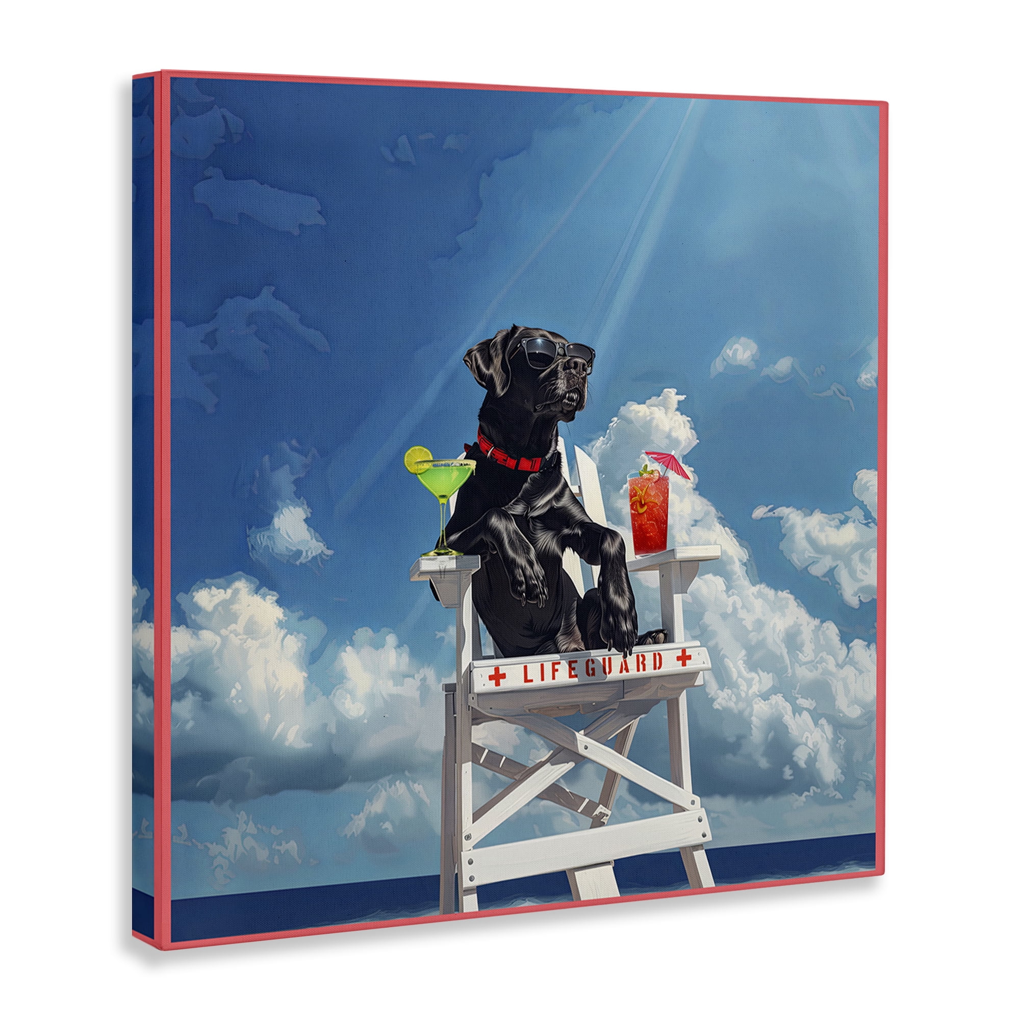 Stupell Industries Guard Dog Lifeguard Nautical & Beach Painting Wrapped Canvas Art Print Wall Art, 36 x 36