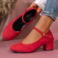 thumbnail image 4 of Aueoeo Women's Ankle Strap Shoes Low Block Chunky Heels Round Toe Comfortable Dress Office Work Church Wedding Shoes, 4 of 7