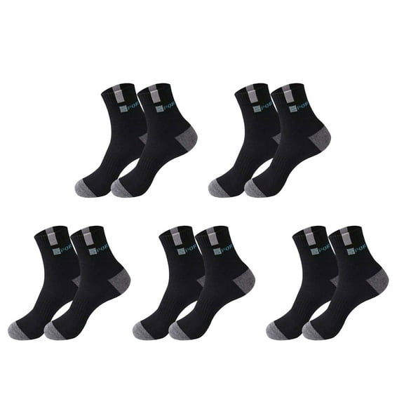 Pnellth 5 Pairs Sports Socks Breathable Sweat Absorption Letter Printed Mid-Tube Soft Socks Sports Wear Bouncy Summer Outdoor Running Casual Socks Men Accessories