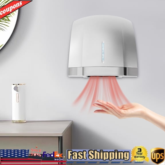 Automatic 1800W Electric Hand Dryer Commercial and Household Use Silver TOP US