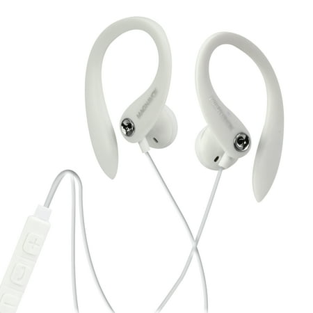 UPC: 0731398485437 | Magnavox White Earhook Headphones with Microphone MHP4854WT