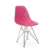 Mid-Century Modern Eiffel Style Dining Chair with Metal Legs - Pink
