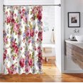 thumbnail image 5 of Vintage Floral Shower Curtain, Spring Watercolor Flower Pink Rose Purple Peony Green Leaves Rustic Retro Shabby Chic Women Bathroom Decor, Waterproof Fabric White Shower Curtain, 72 X 72 Inch, 5 of 5