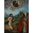 thumbnail image 2 of Cranach, Lucas the Elder 11x14 Gold Ornate Wood Framed with Double Matting Museum Art Print Titled - Christ and the Virgin Interceding for Humanity, 2 of 4