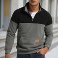 thumbnail image 2 of Curuila Mens Sweatshirt Half Zip Long Sleeve Color Block Stand Collar Pullover Sweatshirts Everyday Wear Comfort Pullover Tops Size 2Xl, 2 of 8