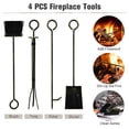 thumbnail image 3 of Patiojoy Fireplace Log Rack with 4-Piece Fireplace Tools Wrought Iron Storage Logs Holder with Poker Bronze, 3 of 10
