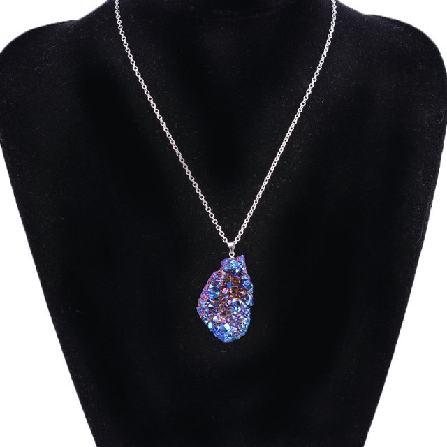 Colgante de cristal colorido, colgante de piedra natural original transparente, colgante de cuerda, piedra colorida, collar de clavícula del mismo estilo