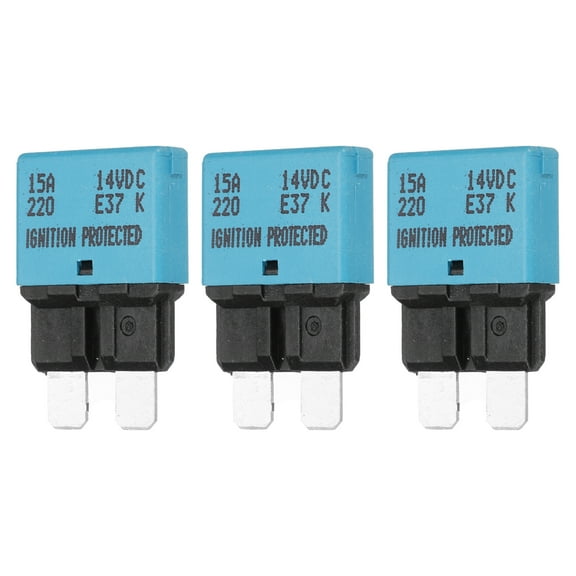 3 Pack 14V DC 15A Blue ATC/ATO Automatic Mini Resettable Fuse for Car