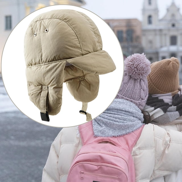 Gorro con Orejeras Perfecl Gorro Cálido con Visera Resistente al Viento para Acampar Caqui