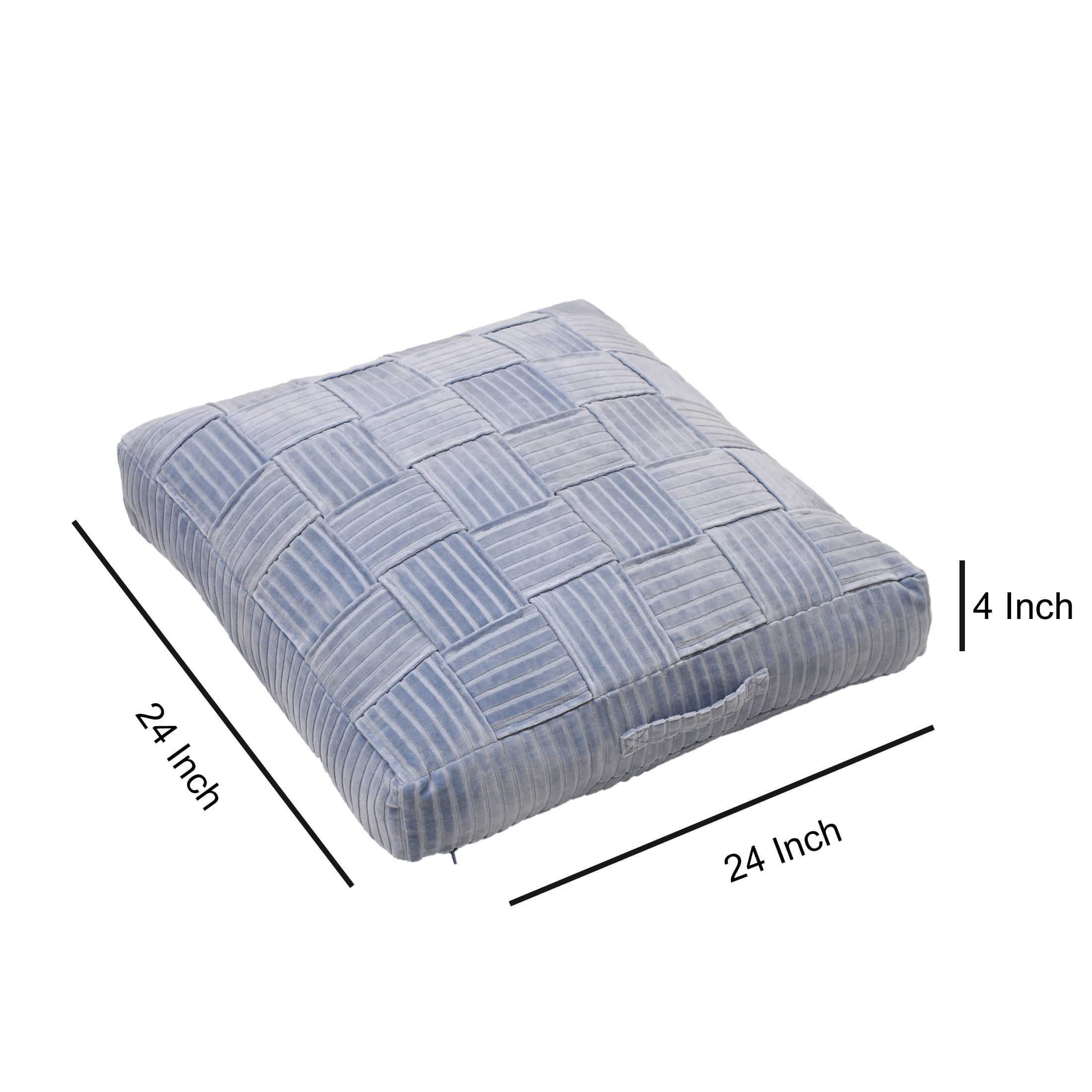 Better Homes & Gardens Velvet Woven Floor Cushion Cover, Blue Silver