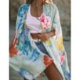 thumbnail image 5 of Lilgiuy Women Floral Printed Chiffon Beach Kimono Cardigan Shawl 3/4 Sleeve Loose Cover Up Winter Clothes for 2022, 5 of 5