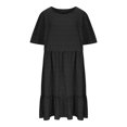 thumbnail image 6 of Plus Size Dresses for Curvy Women 2025 Summer Short Sleeve Crew Neck Mini T Shirt Dress Pleated Ruffle Flowy Beach Sundresses, 6 of 7