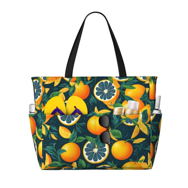 Easygdp Fresh Orange Bolsa de Viaje de Playa de Gran Capacidad, Bolsa Tote Perfecta para la Playa, Escapadas de Fin de Semana y Viajes