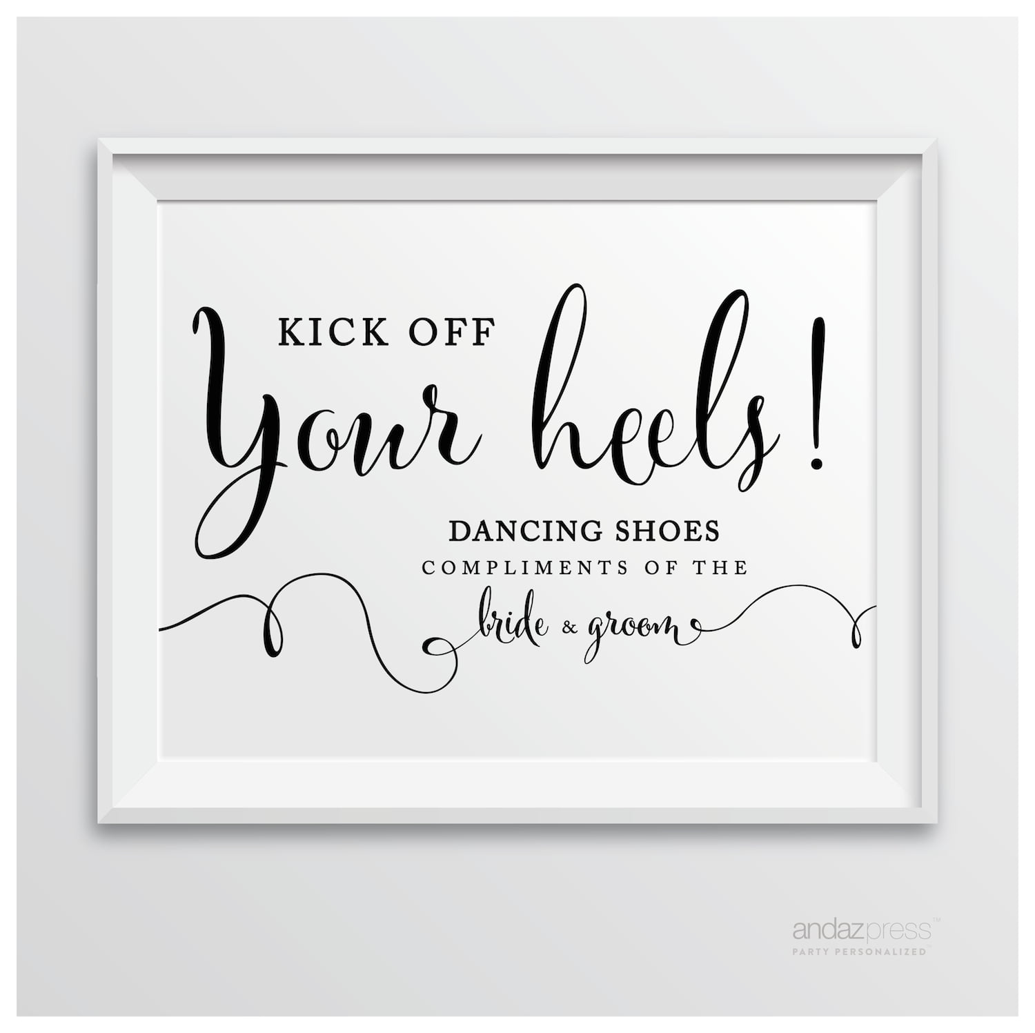 Dancing Shoes Kick Off Your Heels Formal Black & White Wedding Party