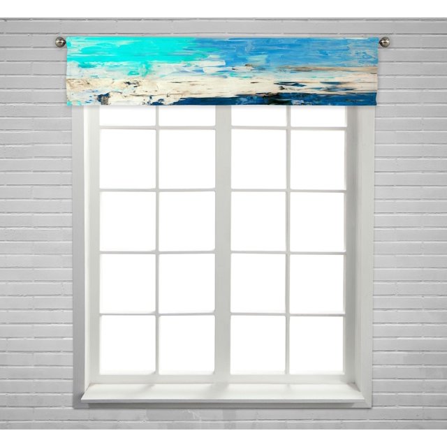 Cenefa de cortina ABPHQTO arte abstracto azul y turquesa 30x130 cm