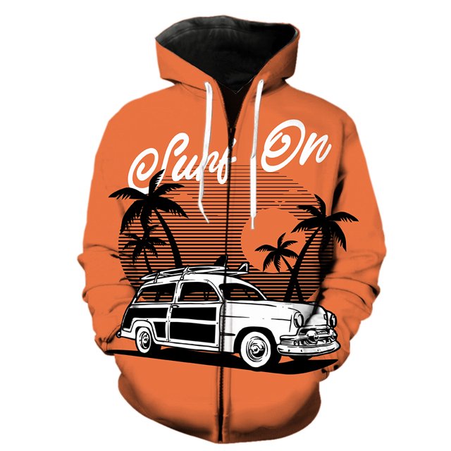 Sudadera con capucha y cremallera para hombre, diseño de coche clásico de dibujos animados, primavera de 2024, gran oferta, sudaderas de moda unisex, hip hop, estampado 3D, informal, de gran tamaño