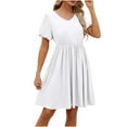 thumbnail image 6 of Inleife Womens Summer Dresses Women's Short Sleeved Solid Color Loose Fitting T-Shirt Round Neck Pajama Dress, 6 of 6