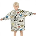 thumbnail image 3 of Butterfly Text Pattern Blanket Hoodies for Kids 6-13YR Oversize Wearable Blanket Hoodies for Boys Girls Teens, 3 of 7