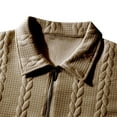thumbnail image 5 of ZCFZJW Men's Quarter Zip Up Cable Knit Sweaters Slim Fit Lightweight Lapel Collar V Neck Pullover Casual Solid Color Polo Sweaters Khaki XXL, 5 of 7