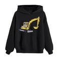 thumbnail image 4 of Byoo Toddler Boys Hooodie Excavator Print Long Sleeve Pullover Hooded Oversized Sweatshirts Winter Soft Casual Tops for Kids, 4 of 6