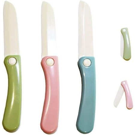 

7 Paring Knives Set - Foldable Plastic Paring Knife Perfect for Peeling and Dicing Fruits Veggies or Cakes. Safe for Kids Nylon Knives Great for Camping Picnics or Lunch Box. 3 Pcs