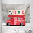 thumbnail image 1 of Vintage Trucks Tapestry, Themed Photo of a Toy Vehicle Carry Love Art, Fabric Wall Hanging Decor for Bedroom Living Room Dorm, 5 Sizes, Dark Coral Multicolor, by Ambesonne, 1 of 1