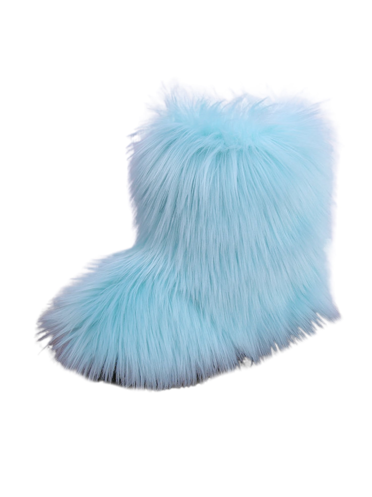 SIMANLAN Girls Fuzzy Booties Comfort Winter Shoes Fashion Pull On