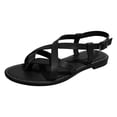 thumbnail image 6 of Rokment Strappy Flip Flop Flat Sandals for Women Fashion Casual Leather Low Heels Fisherman Walking Dress Sandals Beach Summer Footwear Black Size 6, 6 of 7