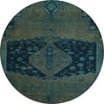 thumbnail image 1 of Ahgly Company Indoor Round Abstract Deep Teal Green Abstract Area Rugs, 7' Round, 1 of 6
