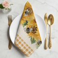 thumbnail image 2 of Sunflower Cloth Napkins, Green Botanical Yellow Floral Rustic Plaid Washable and Reusable Dinner Napkins Set of 8, Table Napkin for Kitchen Party Birthday Wedding Hotel Housewarming 20"x20", 2 of 9